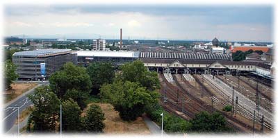 Luftansicht des Darmstdter Hauptbahnhofes